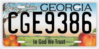 GA license plate CGE9386