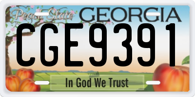 GA license plate CGE9391