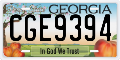 GA license plate CGE9394