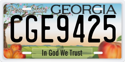 GA license plate CGE9425