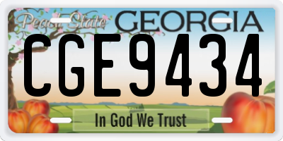 GA license plate CGE9434