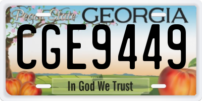 GA license plate CGE9449
