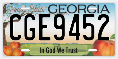 GA license plate CGE9452