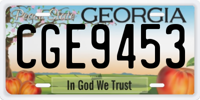 GA license plate CGE9453