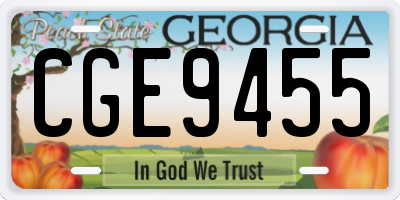 GA license plate CGE9455
