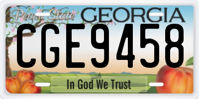 GA license plate CGE9458