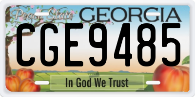 GA license plate CGE9485