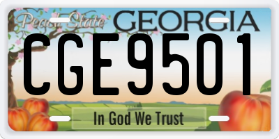 GA license plate CGE9501