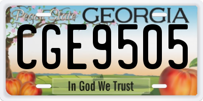 GA license plate CGE9505