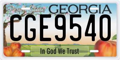 GA license plate CGE9540