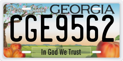 GA license plate CGE9562
