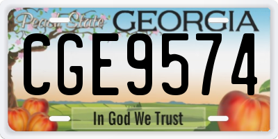 GA license plate CGE9574