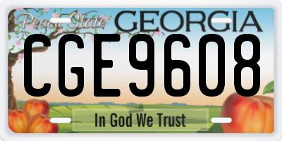 GA license plate CGE9608