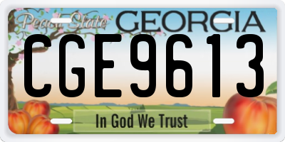 GA license plate CGE9613