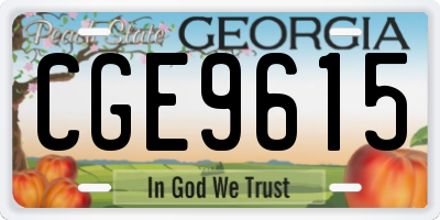 GA license plate CGE9615