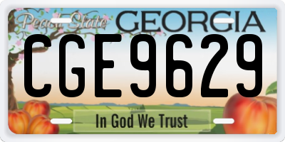 GA license plate CGE9629