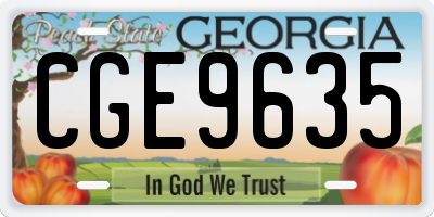 GA license plate CGE9635