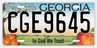 GA license plate CGE9645