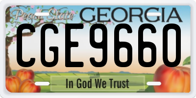 GA license plate CGE9660