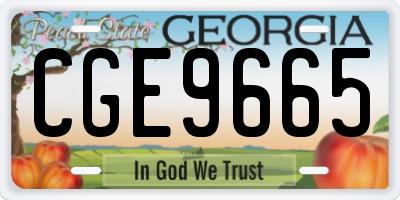 GA license plate CGE9665