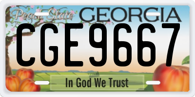 GA license plate CGE9667