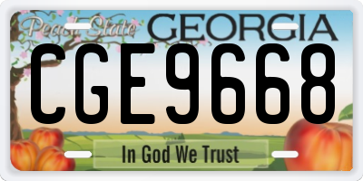 GA license plate CGE9668