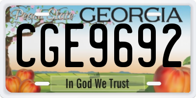 GA license plate CGE9692