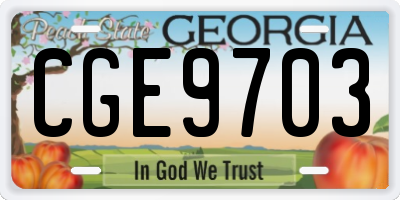 GA license plate CGE9703
