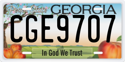 GA license plate CGE9707