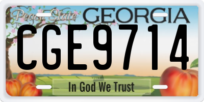 GA license plate CGE9714