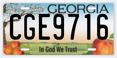 GA license plate CGE9716