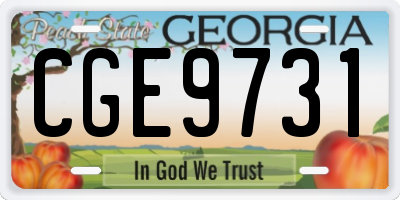 GA license plate CGE9731