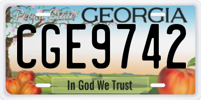 GA license plate CGE9742