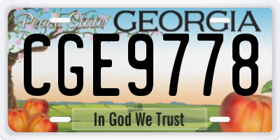 GA license plate CGE9778
