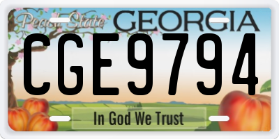 GA license plate CGE9794