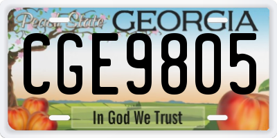 GA license plate CGE9805