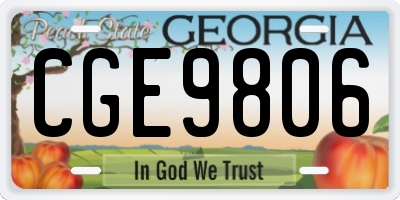 GA license plate CGE9806
