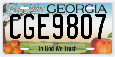 GA license plate CGE9807
