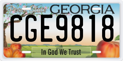 GA license plate CGE9818