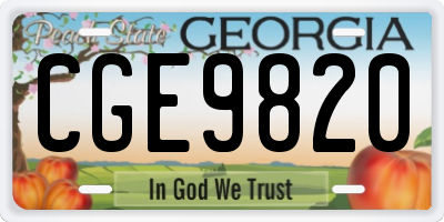 GA license plate CGE9820