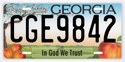 GA license plate CGE9842
