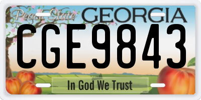GA license plate CGE9843