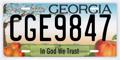 GA license plate CGE9847
