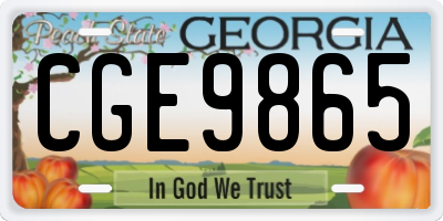 GA license plate CGE9865