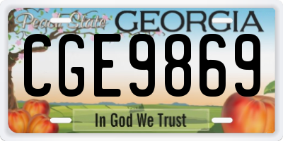 GA license plate CGE9869
