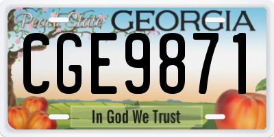 GA license plate CGE9871