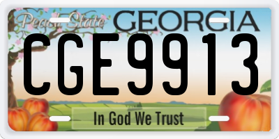 GA license plate CGE9913