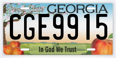 GA license plate CGE9915