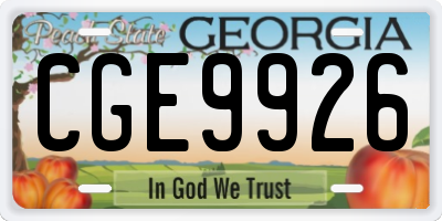 GA license plate CGE9926
