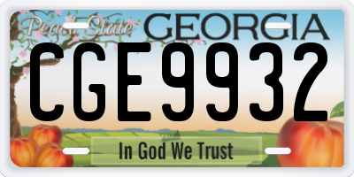 GA license plate CGE9932